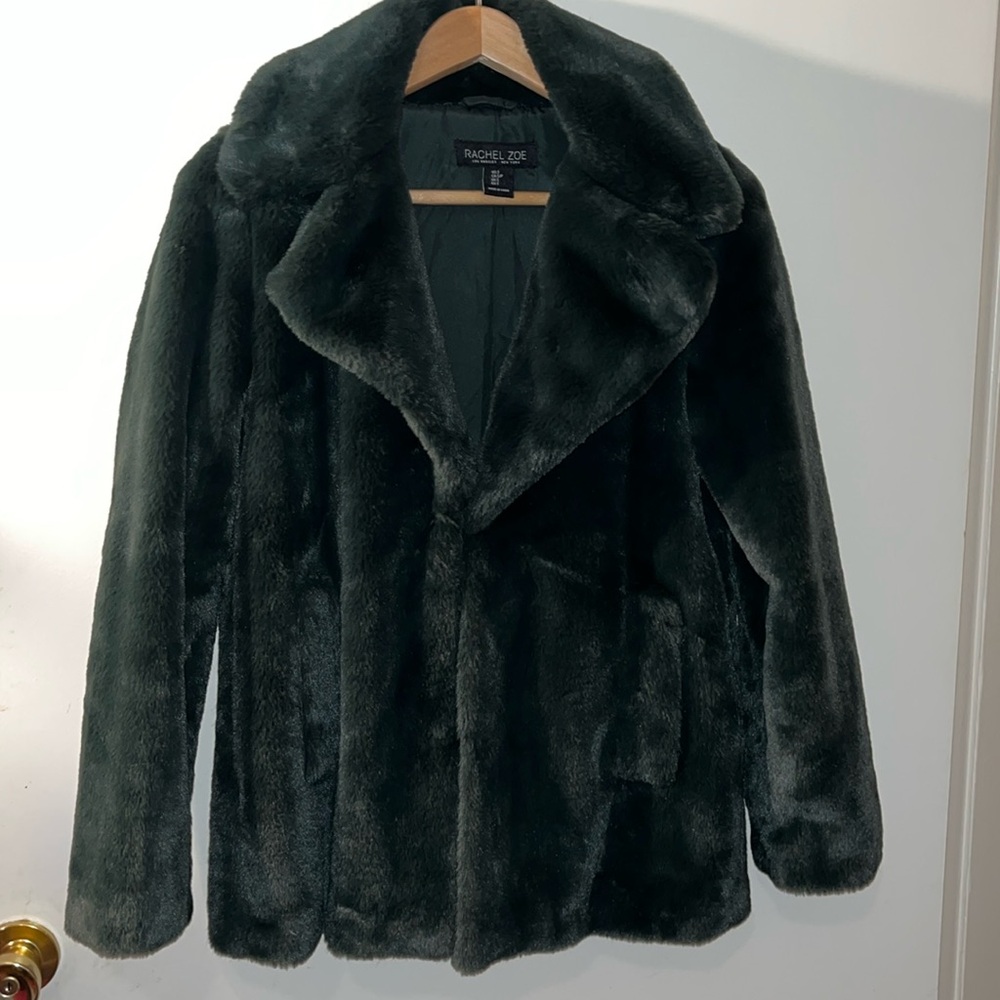 Forest Green Rachel Zoe Faux Fur Jacket S